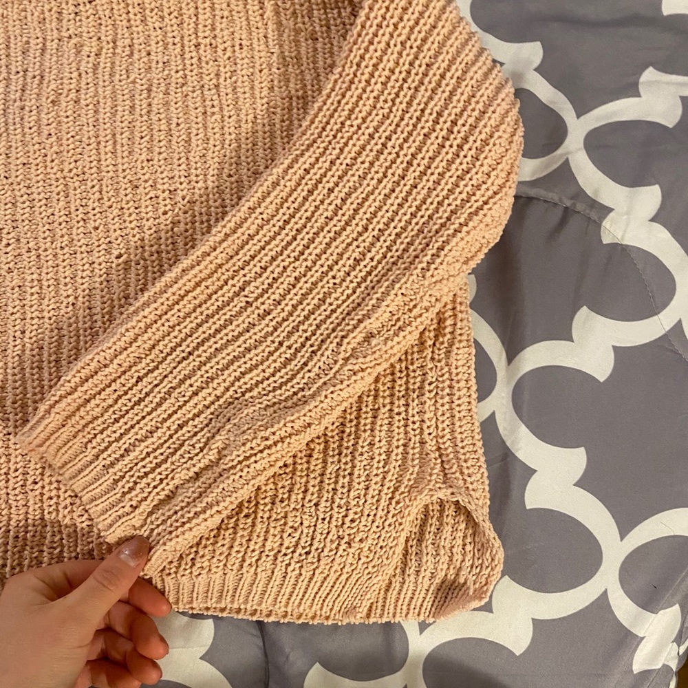 Woven Heart Lace-Up Front Pink Chenille Sweater - Picture 11 of 11